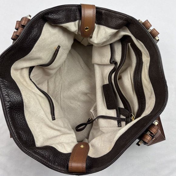 Michael by Michael Kors Brown Pebbled Leather Gold Tone Shoulder Bag Large Purse - Picture 6 of 16